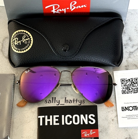 Ray-Ban (Store Display) Aviator Reflective Purple Lenses RB3025 Mirror - Picture 8 of 17